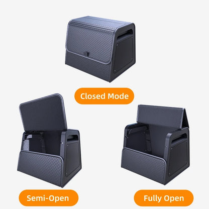 Car Trunk Organizer with 4-Point Magnetic Closure – PU Leather, Reinforced ABS Frame, Fits SUV, Sedan, and Home Use