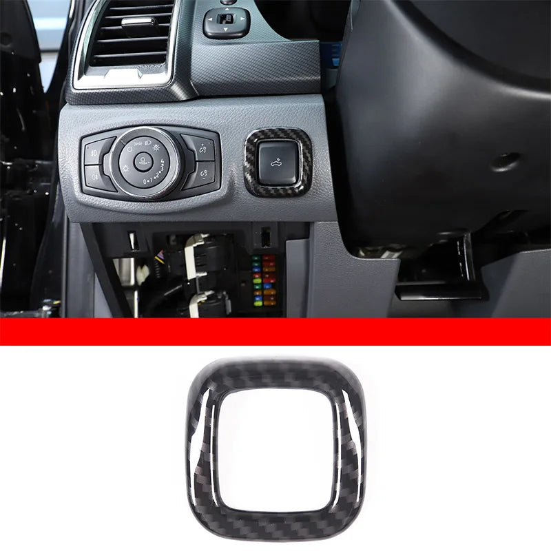 ABS Carbon Fiber For Ford Ranger Wildtrak 2015-2021 Car Center Control Shift Panel Steering Wheel Glass Lift Frame Sticker
