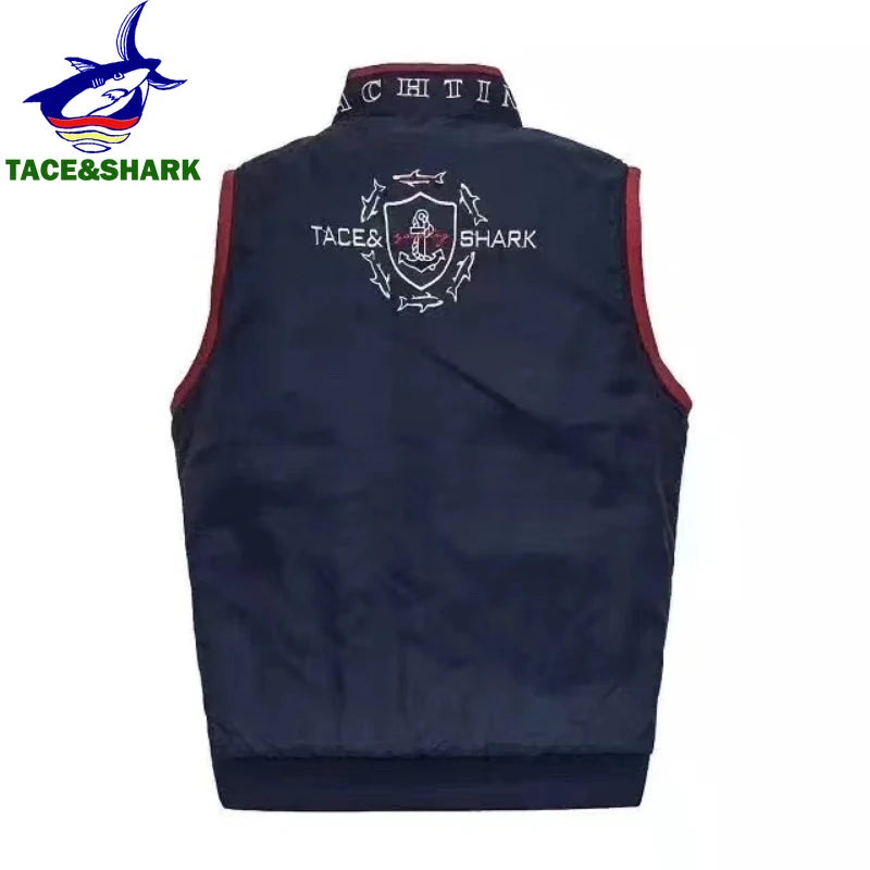 TACE&SHARK Brand Winter Sleeveless Shark Vest Tank Casual Waistcoat Men's Vest Jacket Male Slim Coat Vest Homme Top