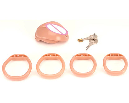 Soft Realistic Pussy Male Chastity Cage Lightweight Penis Bondage Gear Dick Cage with 4 Size Cock Rings CB Sex Toys for Man Gay