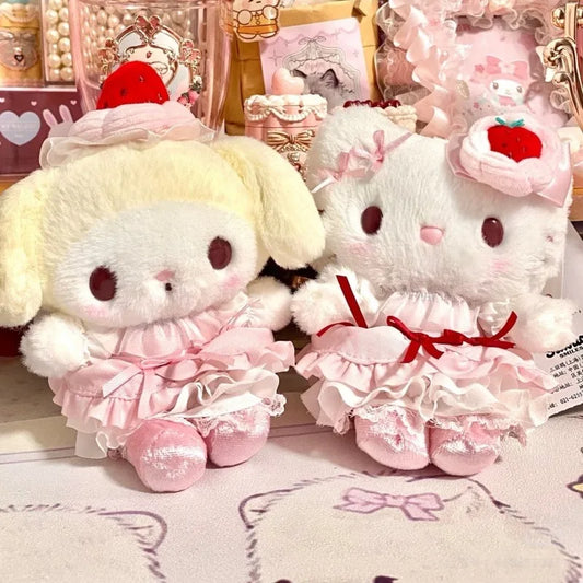 Sanrio Cartoon Melody Strawberry Cake Sweetheart Plush Doll Pendant White Strawberry Hello Kitty Stuffed Animals toys Hangings