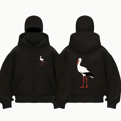 Stork Bird nature  portrait art new item double hooded sweatshirt men's hooded