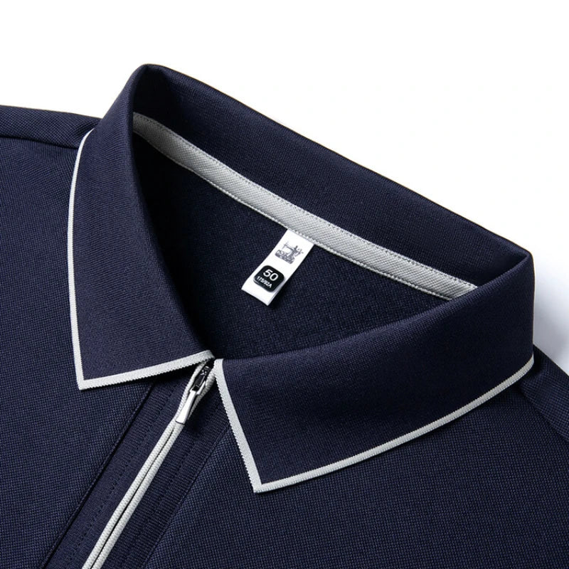 (Cotton+ Wool+Mulberry Silk) Men's High-Quality Polo , Long-Sleeved Shirt, Golf T-shirt, Sweater, Quick Pick, Slim Top Plus Size