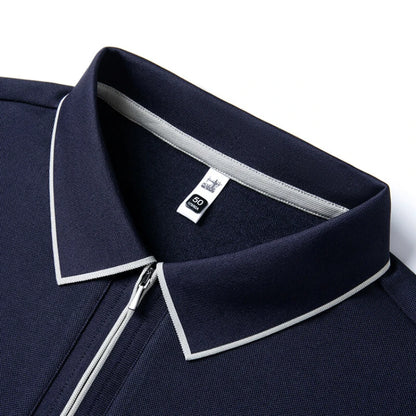(Cotton+ Wool+Mulberry Silk) Men's High-Quality Polo , Long-Sleeved Shirt, Golf T-shirt, Sweater, Quick Pick, Slim Top Plus Size