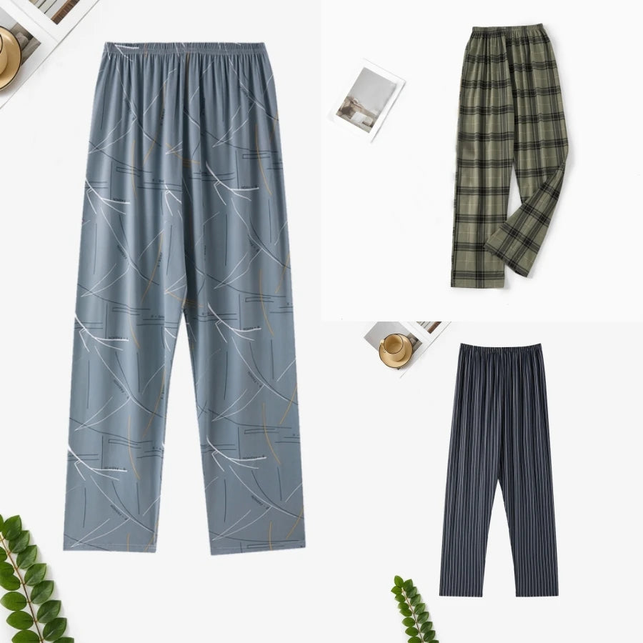 Pajama Pants Men's Spring and Autum Trousers Casual Trousers Autum and Winter Thin Home Trousers Long Loose Home Trousers