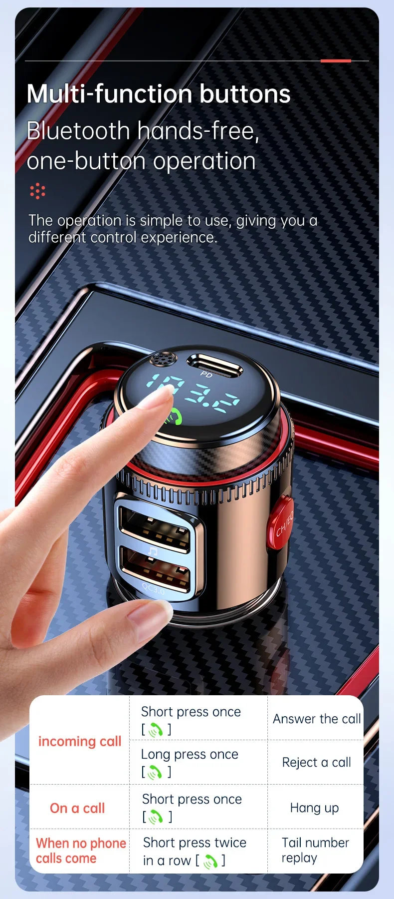 2 Pcs VR Robot Bluetooth Car MP3 Player FM Transmitter Wireless Handsfree U Disk Play USB Fast Charge Adapter PD30W QC3.0