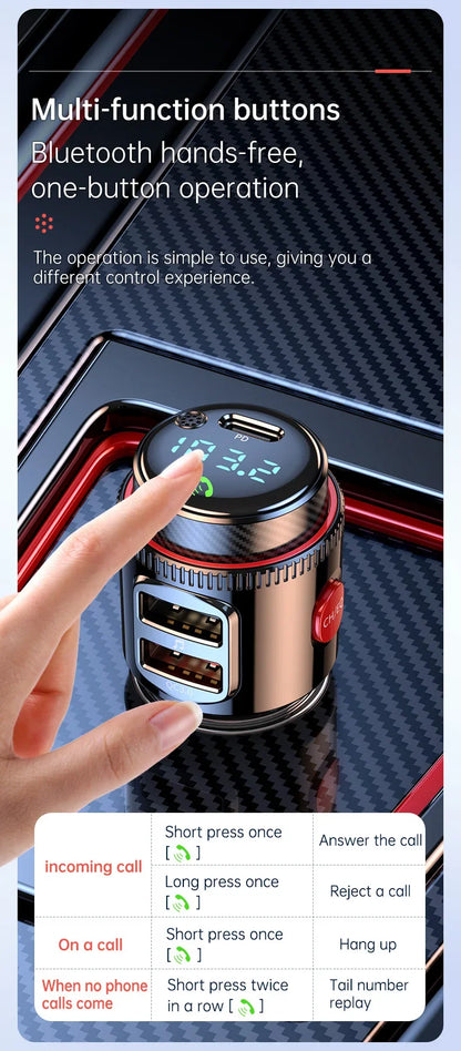 2 Pcs VR Robot Bluetooth Car MP3 Player FM Transmitter Wireless Handsfree U Disk Play USB Fast Charge Adapter PD30W QC3.0