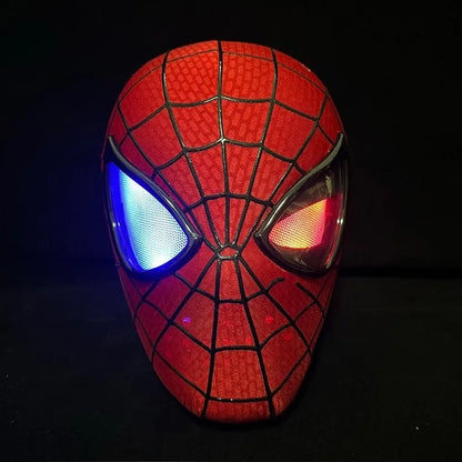 Amazing Spider Man Figure Mask 1:1 Wearable Headgear Helmet With Ring Control Eye Light Cosplay Props Collection Model Toy Gift
