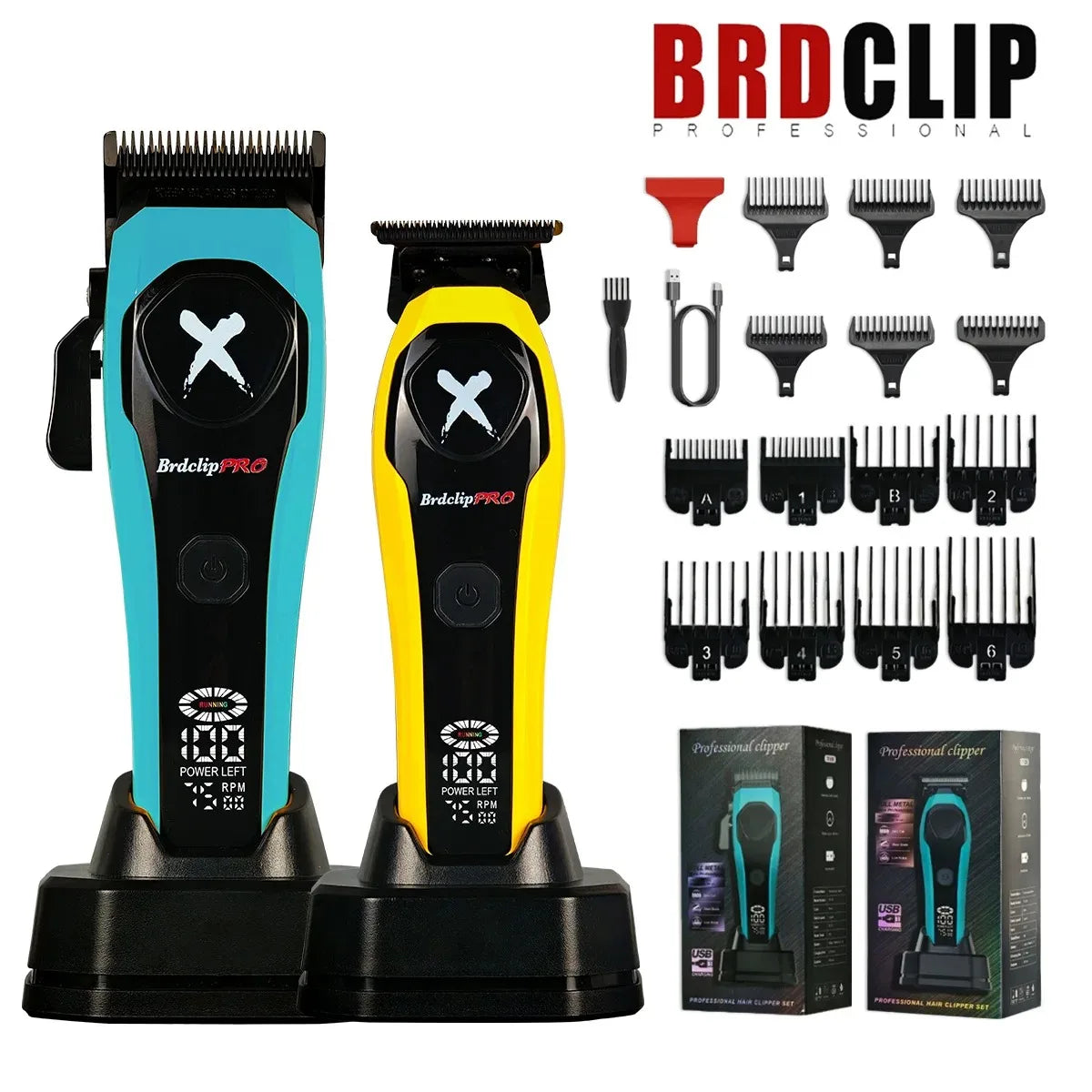 BRDCLIP 619 339 Hair Clippers Cordless Clippers Barber Electric DLC T-Blade Trimmer Portable Detail Trimmer LED Trimmer for Men