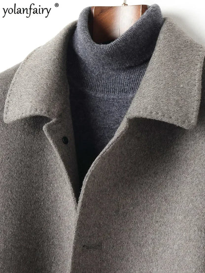 YOLANFAIRY 70% Wool Coat Men's Autumn Thick Down Jacket Men Double-sided Woolen Trench Coats Winter Jackets Abrigos Hombre FC