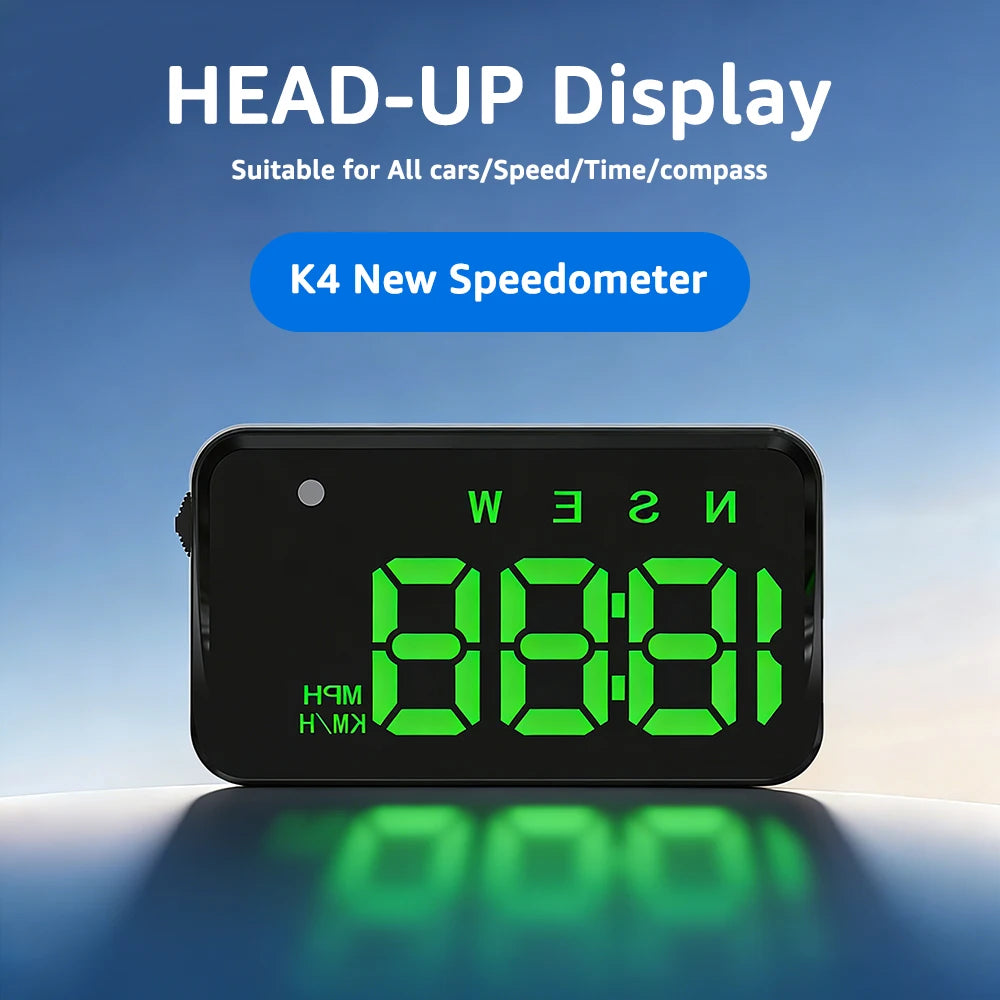 KWHUD Head-up Display Car HUD GPS Speedometer with Time Compass Display, Over-speed Alarm KM/H & MPH Car Electronics Accessories