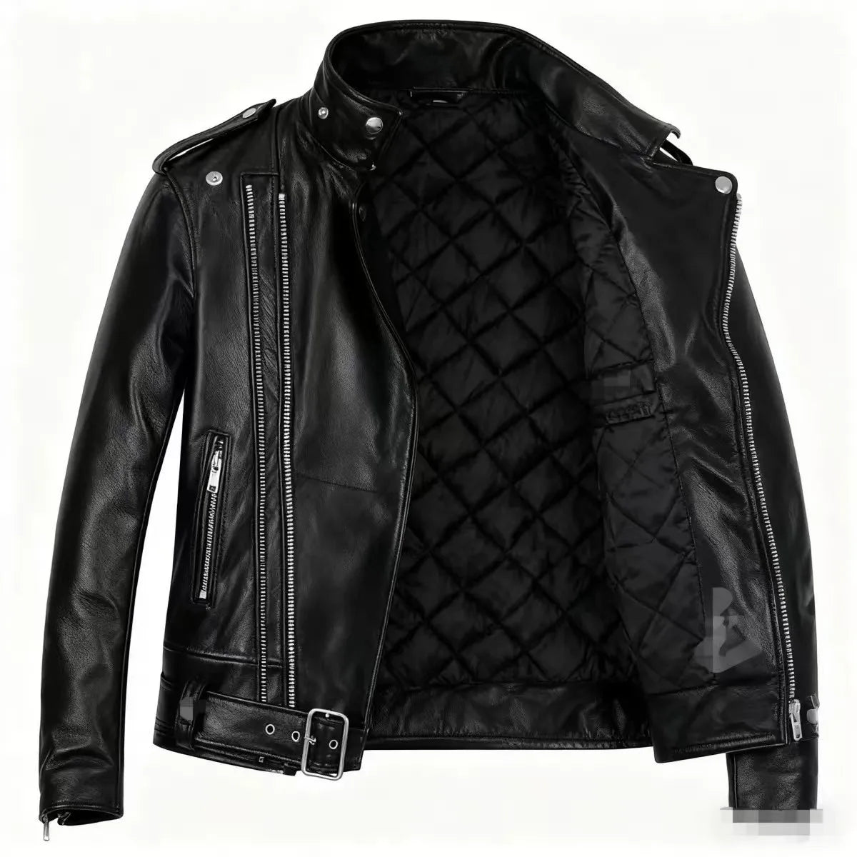 Winter and Autumn Men's Oversized Button-down PU Leather Coat with Multiple Zippers Polo Jacket, with Many Zippers Mens Jacket