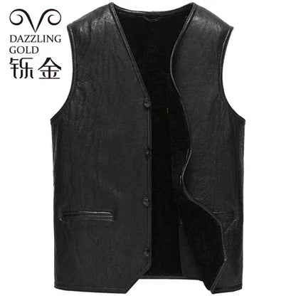 Genuine Leather Jacket Men Winter Real Fur Vest Real Lamb Fur Coat Men Thick Warm Jacket Lamb Wool Vest куртка мужская зимняя FC