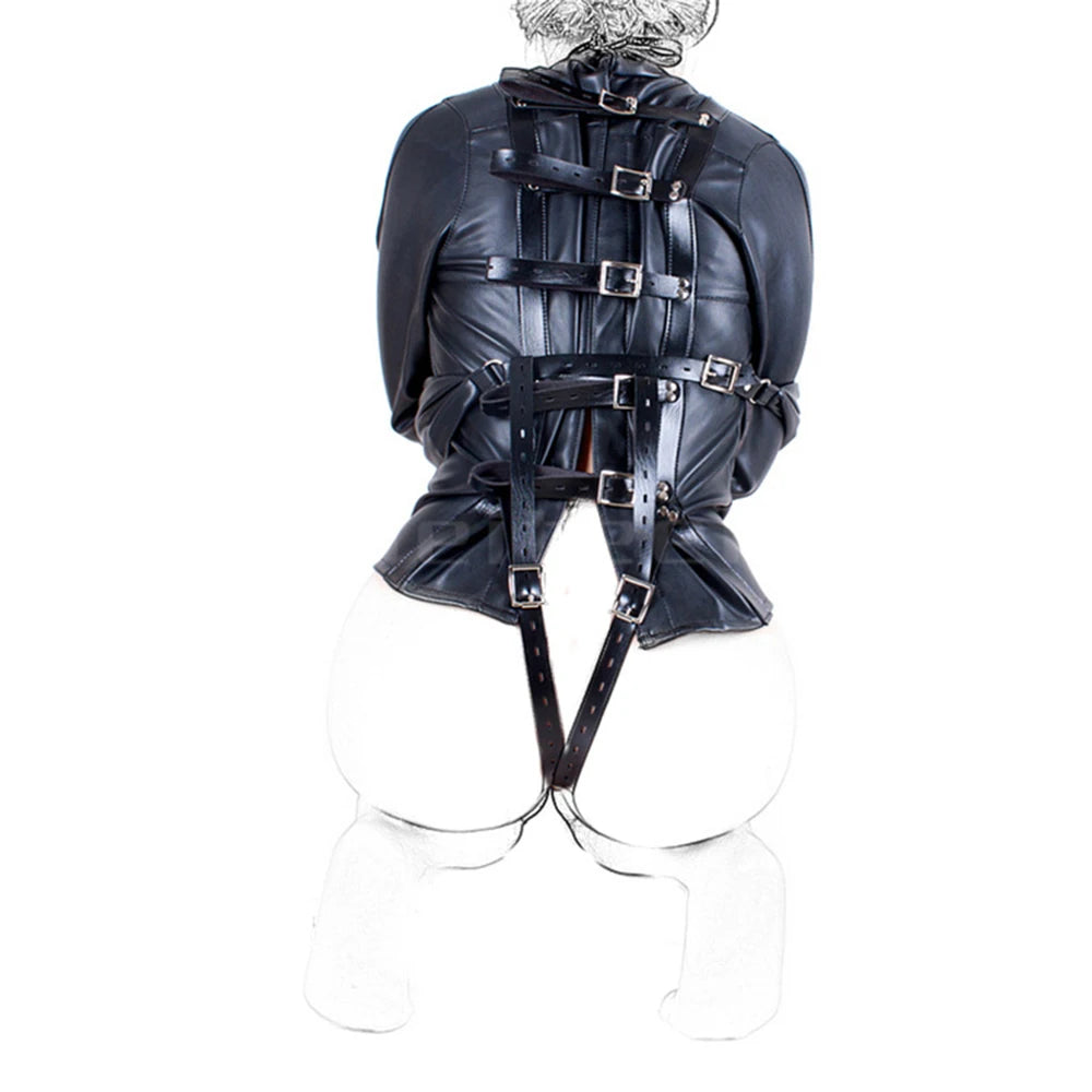 Female Sofe Leather Adjustable Binder Bondage Straitjacket Binding Slave Lockable Coat For Women Erotic Cosplay Adult Sex Toy
