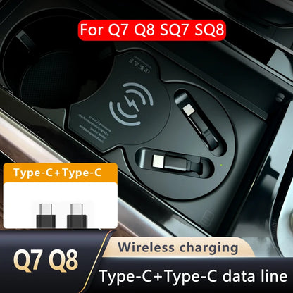 For Q7 Q8 SQ7 SQ8 15W Car Wireless Charger Wireless Charging Cigarette Lighter Fast Charging for iPhone, Huawei, Samsung, Xiaomi
