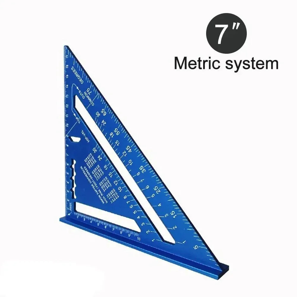 7-Inch Aluminum Speed Square with Inch/Metric Scales – Precision Measuring Tool for Woodworking and Carpentry