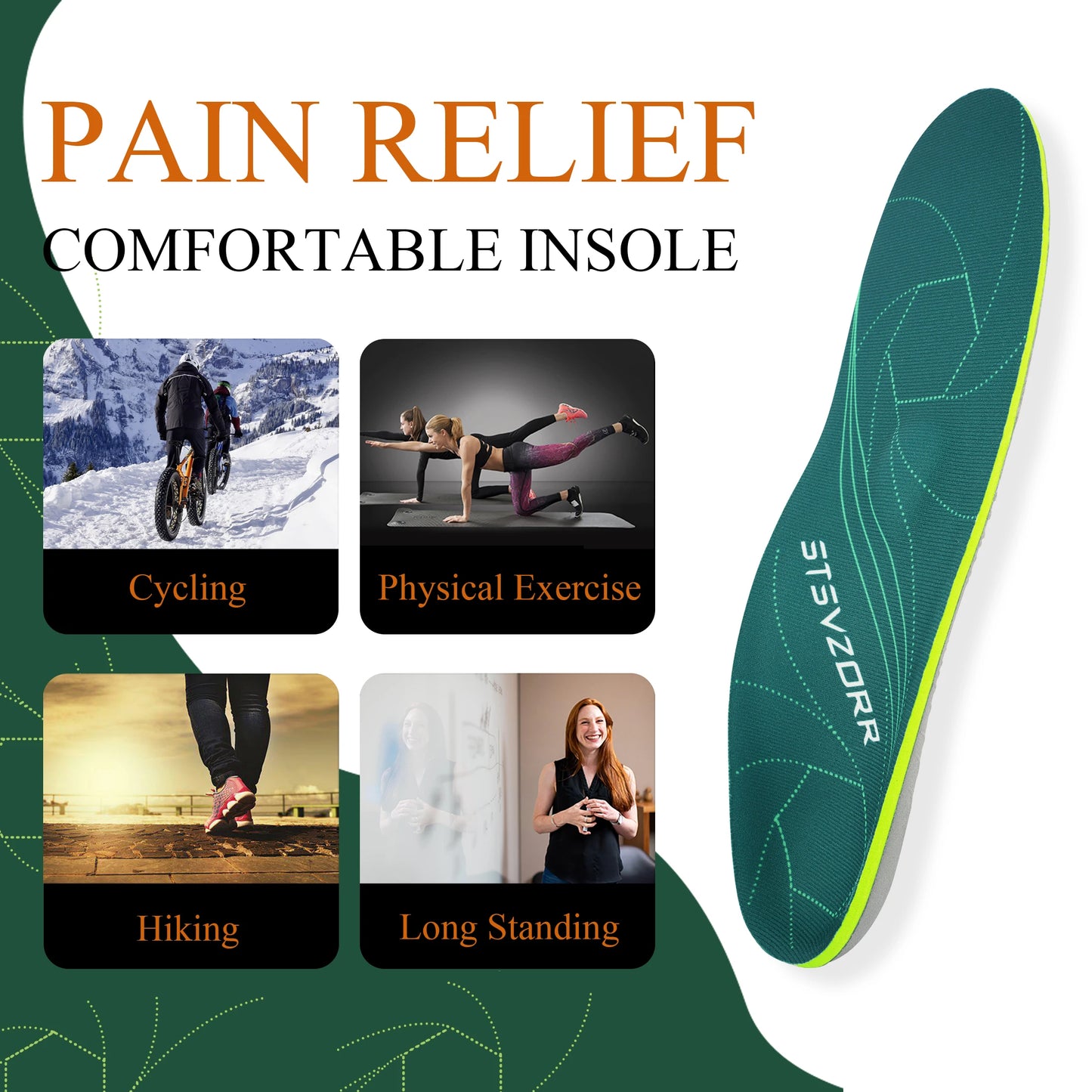 Severe Flat Foot Orthotic Insole Plantar Fasciitis Relieve Heel Pain Arch Support Shoes Insert For Women Men Sneakers Boots Sole