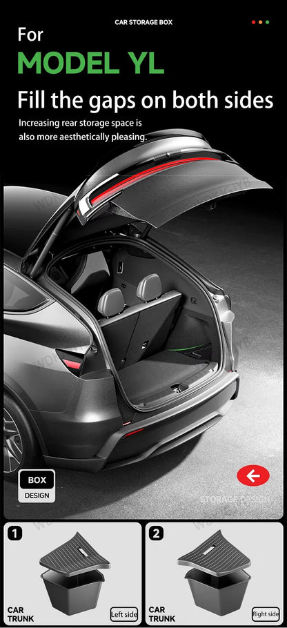 For Tesla New Model YL Launch 2026 Car Trunk Side Storage Box Cover Plate Organizer Car Trunk Side Storage Box Refit Accessories