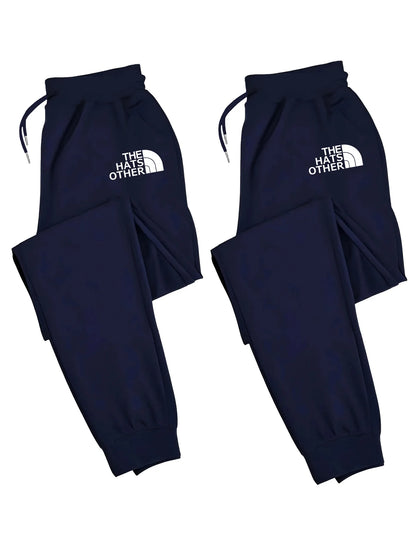 2-Pack Men's Polyester Joggers, Drawstring Waist, Wrinkle-Resistant, Breathable, Slim-Fit, Cuffed Hem, Smooth Drape, Ide