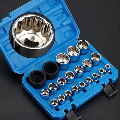 21 Pcs 1/2 Hexagon Torx Sockets Set Ratchet Wrench Tool 8-36mm Specification Socket Head Set Auto Repair Equipment