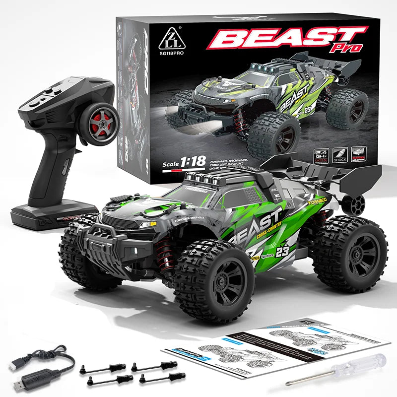 New SG118 1:18 High Speed Drift Racing 60KM/H Or 35KM/H Brushless Motor 4WD RC Car LED Lights Off Road Cars Toys for Kid Gifts