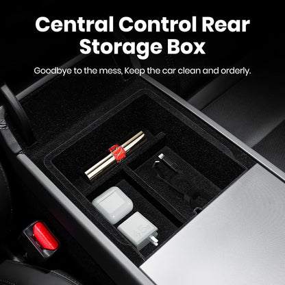 YZ For Tesla Model 3 Highland 2024 Model Y Juniper 2025 Storage Box Center Armrest Hidden Box Cup Holder Organizer Accessories
