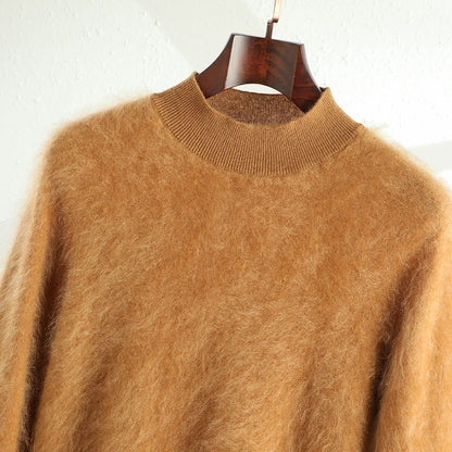 High-end brushed 100% pure cashmere warm men's half turtle neck new autumn and winter Joker knit bottoming shirt.