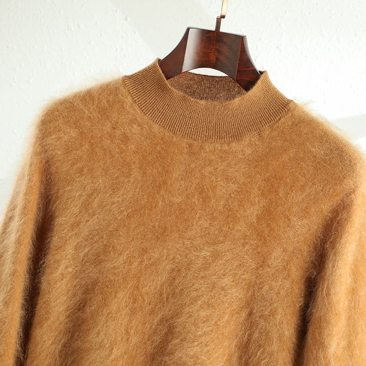 High-end brushed 100% pure cashmere warm men's half turtle neck new autumn and winter Joker knit bottoming shirt.