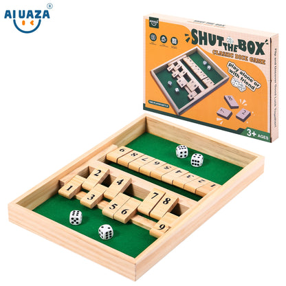AIUAZA Shut The Box dice Game,Wooden Board Games 2-Person Competitive, Traditional bar, Travel, Family, Fun Math