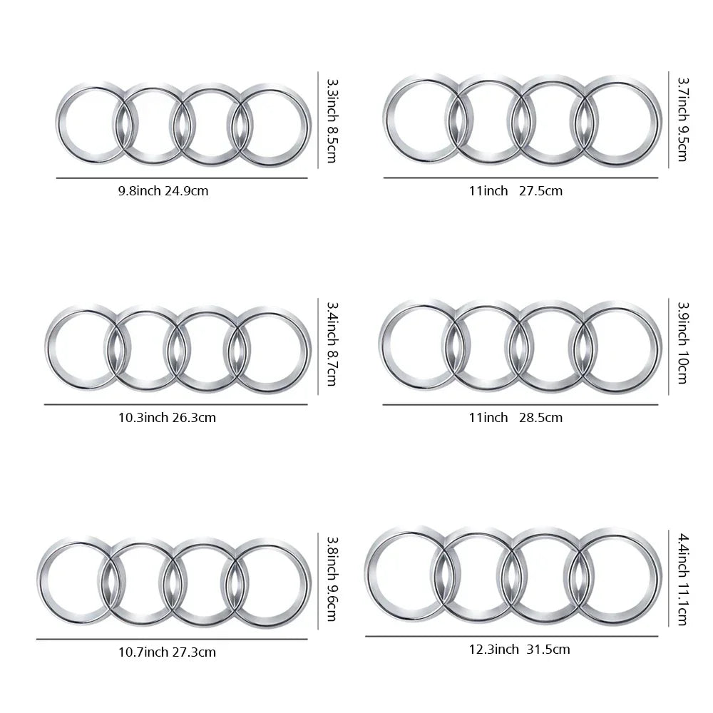 Black Silver ABS 4 Ring Car Hood Bonnet Front Grill Trunk Rear Emblem Logo Badge Sticker For Audi A3 A4 A5 A6 A7 TT Q2 Q3 Q5 Q8