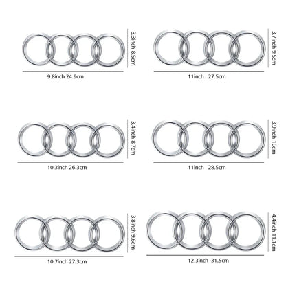 Black Silver ABS 4 Ring Car Hood Bonnet Front Grill Trunk Rear Emblem Logo Badge Sticker For Audi A3 A4 A5 A6 A7 TT Q2 Q3 Q5 Q8