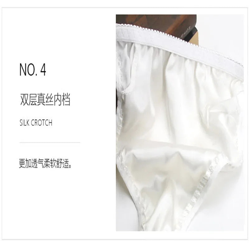 Men's thong, silk low waisted men's underwear, personalized fashion trend, mulberry silk elastic triangle pants, sexy double