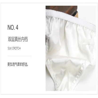 Men's thong, silk low waisted men's underwear, personalized fashion trend, mulberry silk elastic triangle pants, sexy double