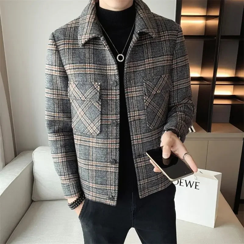 Male Coats Slim Fit High Quality Men's Wool & Blends Jackets Vintage Joker Harajuku Casual Luxury Designer Cheap Clothes Offer