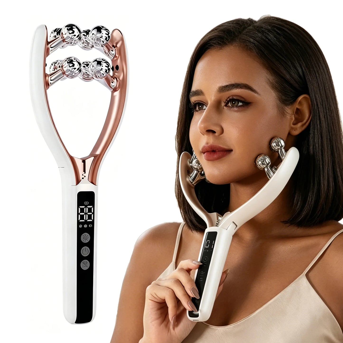 NEW RF EMS Micro Current Roller Face Slimming Artifact V Face Beauty Firming Lifting Face Facial Massage Instrument