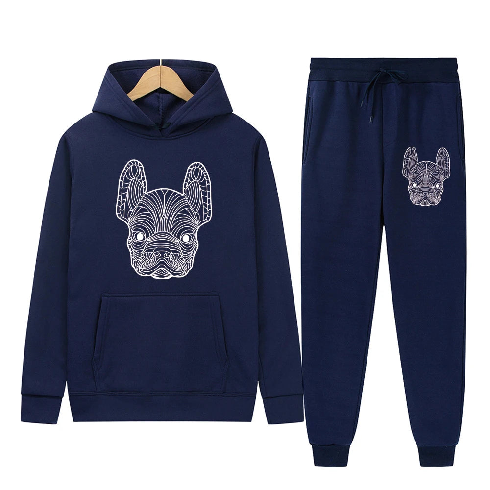 Men's and women's printed hooded sweatshirts and pants animal paw printed sportswear running autumn and winter casual fashion