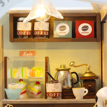 Mini DIY Wooden Doll House Cat Cafe House Making Room Toys Home Bedroom Decoration With Furniture Toy For Xmas Gifts Dollhouses