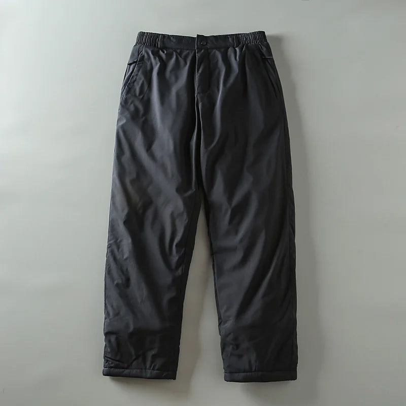 Thickened Graphene Fleece Cotton Straight Leg Casual Pants Men's Winter Warm Windproof Knee-Pad Padded Long Trousers