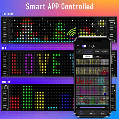 LED Matrix Pixel Panel Light Bluetooth App 5V USB  Control Scrolling Advertising LED Car Sign Animation Programmable for Car Sho