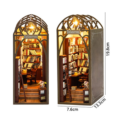 DIY Book Nook Kit Miniature Wooden 3D Puzzle Bookshelf Dollhouse Model Bookend Building Home Decoration For Christmas Gift