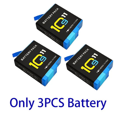 2000mAh Battery For GoPro Hero 11 10 9 Li-ion Battery Pack Motion Camera Battery Storage for GoPro Hero9 Rechargeable Batteries