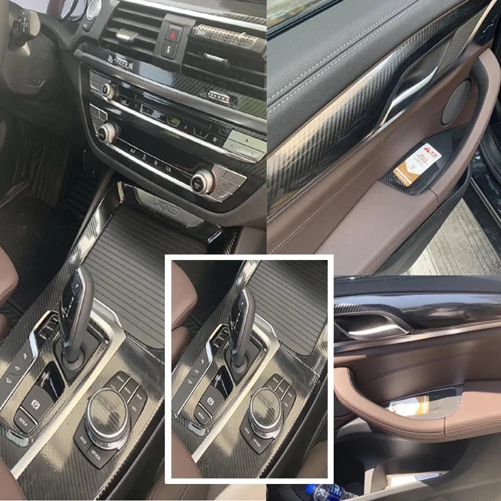 For BMW X3 X4 G01 G02 2018-2020 Interior Central Control Panel Door Handle Carbon Fiber Stickers Decals Car styling Accessorie