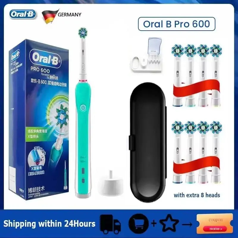 Oral B Electric Toothbrush Pro 4000 3D Action Daily Clean Teeth Visible Pressure Sensor 4 Modes Gum Cares Waterproof Rechargeabl