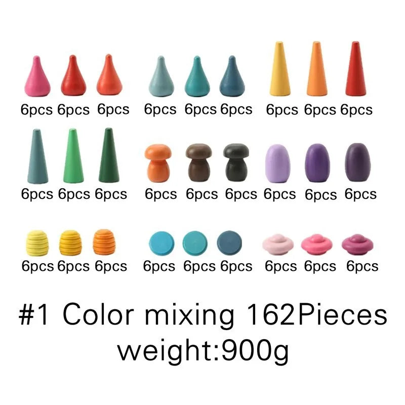 Wooden Baby Montessori Toys Creative Loose Parts Toys Rainbow Blocks Constructor Set Nordic Sensory Toy Waldorf For Toddler Gift