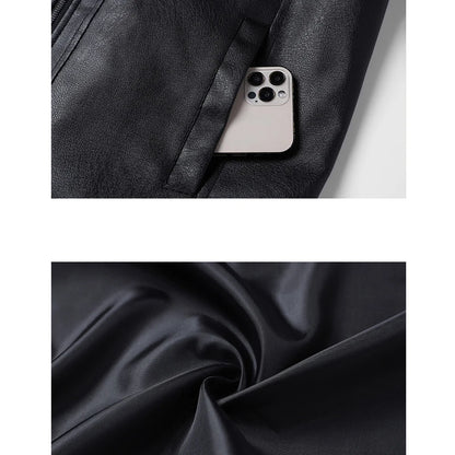 New Fashion Leather Jacket Men Autumn Winter Men's Motorcycle Jacket Biker Warm Windbreak PU Leather Coat Men Outerwear Black