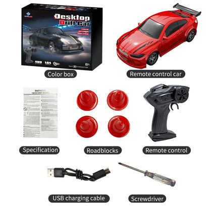 New 4WD 2.4GHZ RC Simulation Mini Drift Car Palm Racing Model Desk Toys 1/64 Scale Remote Control Car Gift for Children Boys.