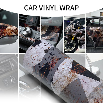 Camouflage Film Wrap Foil Car Sticker Motorcycle Stickers Vintage Rust Effect Vinyl Wrap Black Supplies Car Body Films Adhesive