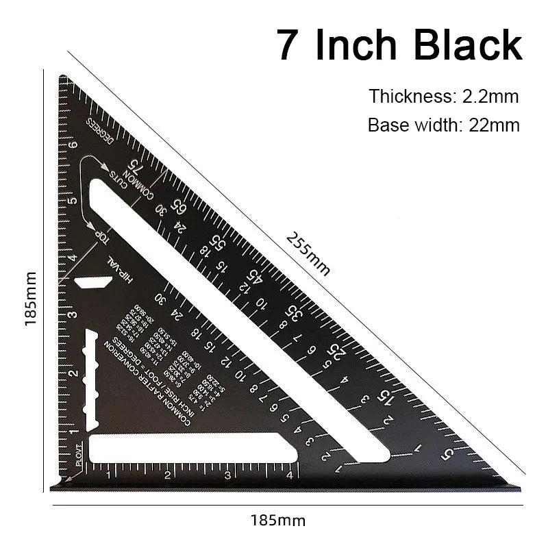 7-Inch Aluminum Speed Square with Inch/Metric Scales – Precision Measuring Tool for Woodworking and Carpentry