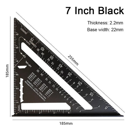 7-Inch Aluminum Speed Square with Inch/Metric Scales – Precision Measuring Tool for Woodworking and Carpentry