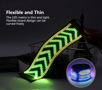 LED Matrix Pixel Panel Light Bluetooth App 5V USB  Control Scrolling Advertising LED Car Sign Animation Programmable for Car Sho